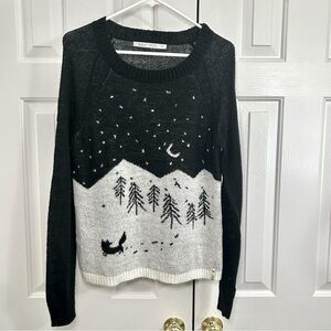 Woolrich Motif Mohair Wool Blend Crew Neck Fox & Forest Sweater Size Small